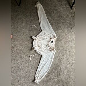 Lulus Cream Blouse with Long Sleeves